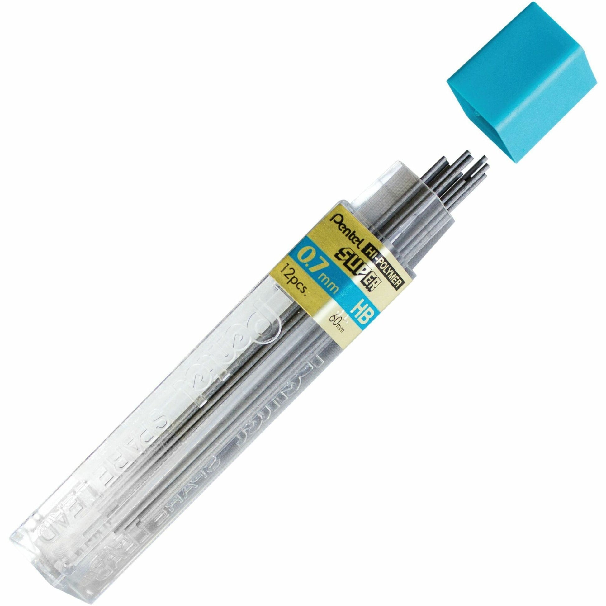 Pentel Super Hi-Polymer Lead Refill (0.7mm), HB, 12 Leads per Tube
