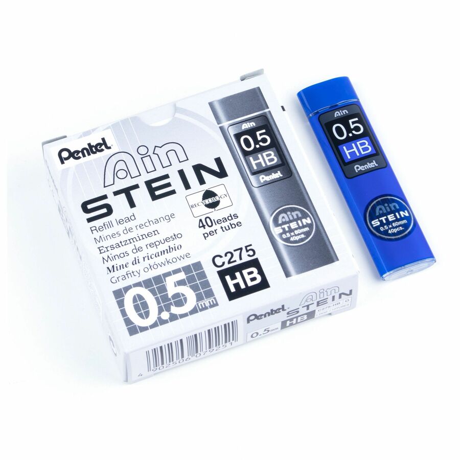 Pentel Ain Stein Lead Refill (0.5mm), HB, 40 Leads per Tube - C275-HB