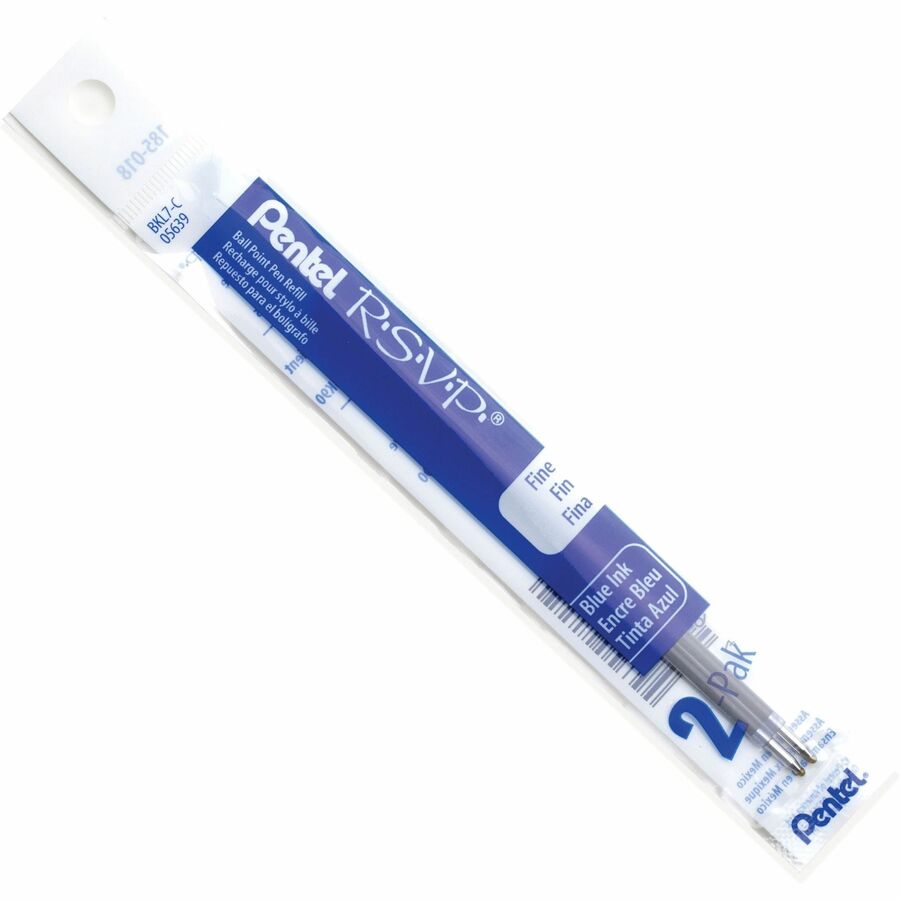 Pentel Refills for Pentel Ballpoint Pens (BK77, BK90), (0.7mm), Blue Ink, 2-Pack Pouch - BKL7-C