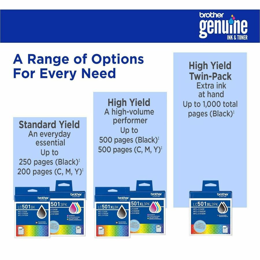 Brother Original High (XL) Yield Inkjet Ink Cartridge - Black - 1 Each - LC501XLBKS