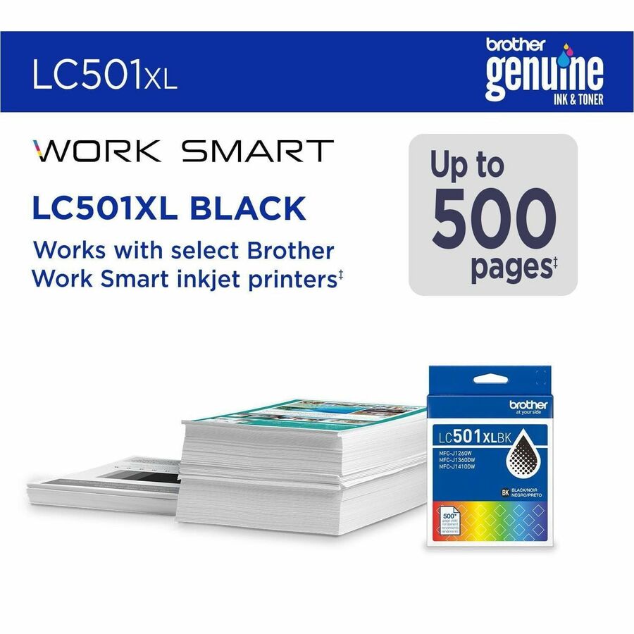 Brother Original High (XL) Yield Inkjet Ink Cartridge - Black - 1 Each - LC501XLBKS