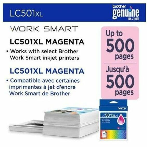 Brother Original High (XL) Yield Inkjet Ink Cartridge - Magenta - 1 Each - LC501XLMS
