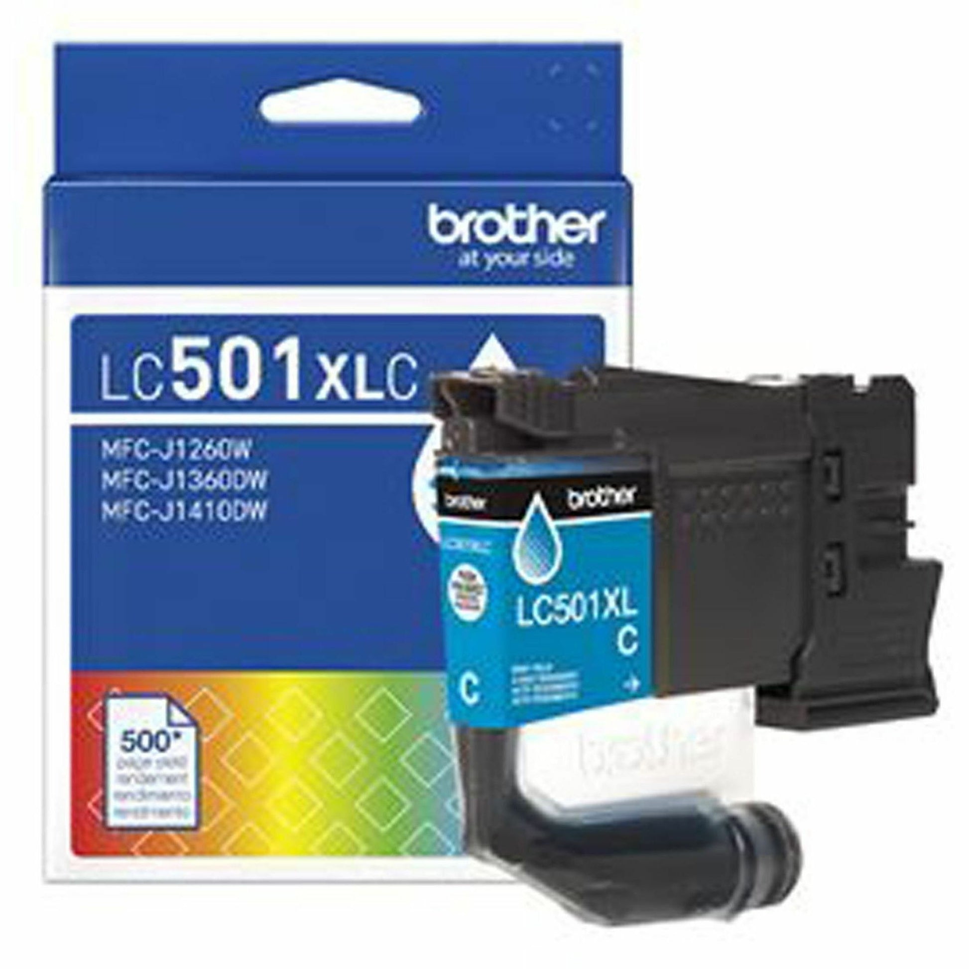 Brother LC501XLC Original High Yield Inkjet Ink Cartridge - Cyan - 1 Each