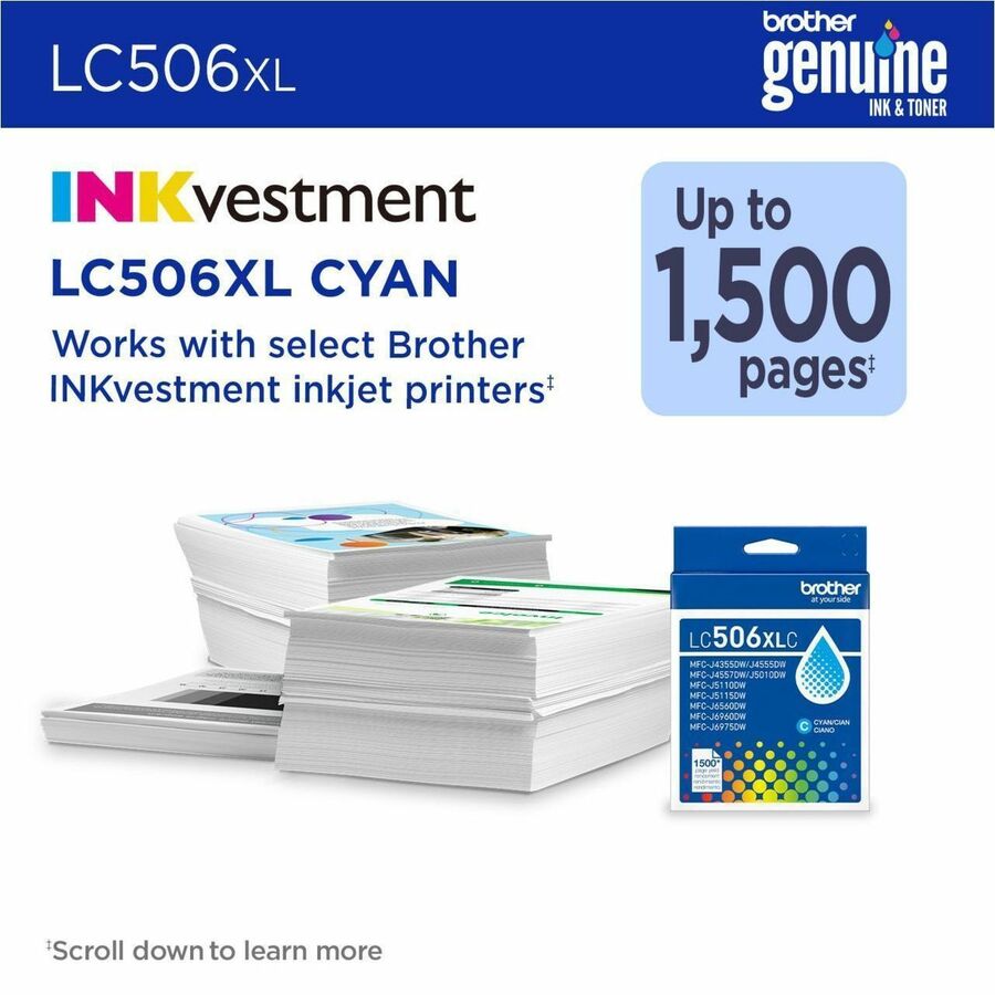 Brother Original High (XL) Yield Inkjet Ink Cartridge - Cyan - 1 Each - LC506XLCS