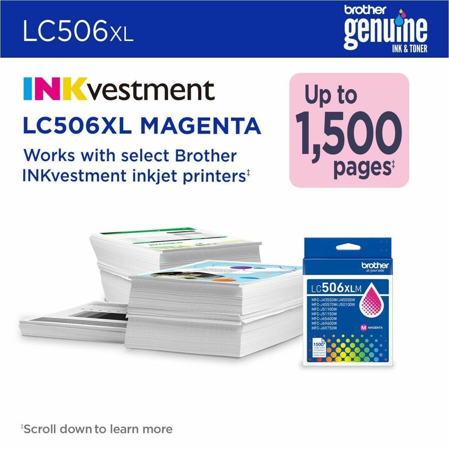 Brother LC506XLM Original High Yield Inkjet Ink Cartridge - Magenta - 1 Each - LC506XLMS