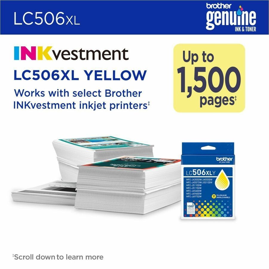 Brother LC506XLY Original High Yield Inkjet Ink Cartridge - Yellow - 1 Each - LC506XLYS