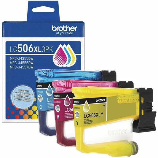 Brother LC506XL3PK Original High Yield Inkjet Ink Cartridge - Cyan, Magenta, Yellow - 3 Each