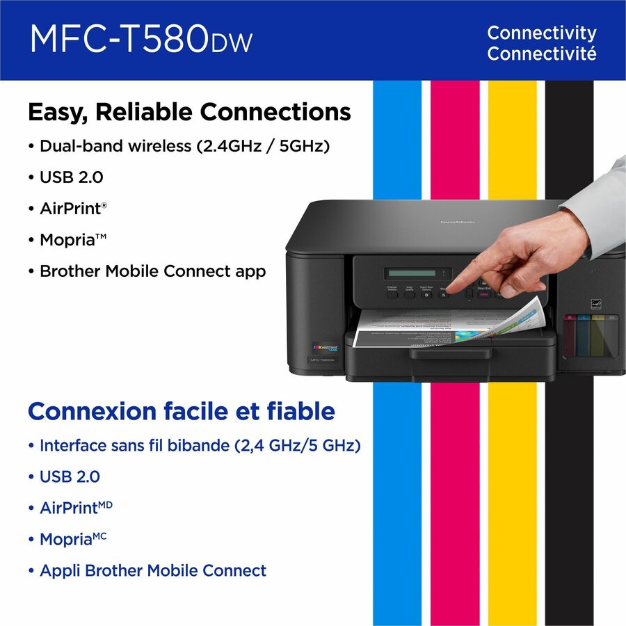 Brother MFC-T580DW Wired & Wireless INKvestment Tank Inkjet Multifunction Printer - Color - MFCT580DW