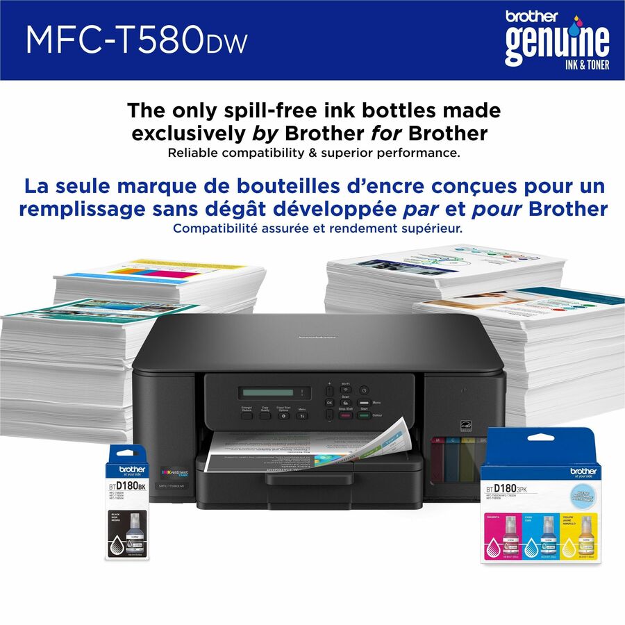 Brother MFC-T580DW Wired & Wireless INKvestment Tank Inkjet Multifunction Printer - Color - MFCT580DW