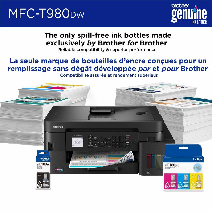Brother MFC-T980DW Wired & Wireless INKvestment Tank Inkjet Multifunction Printer - Color - MFCT980DW