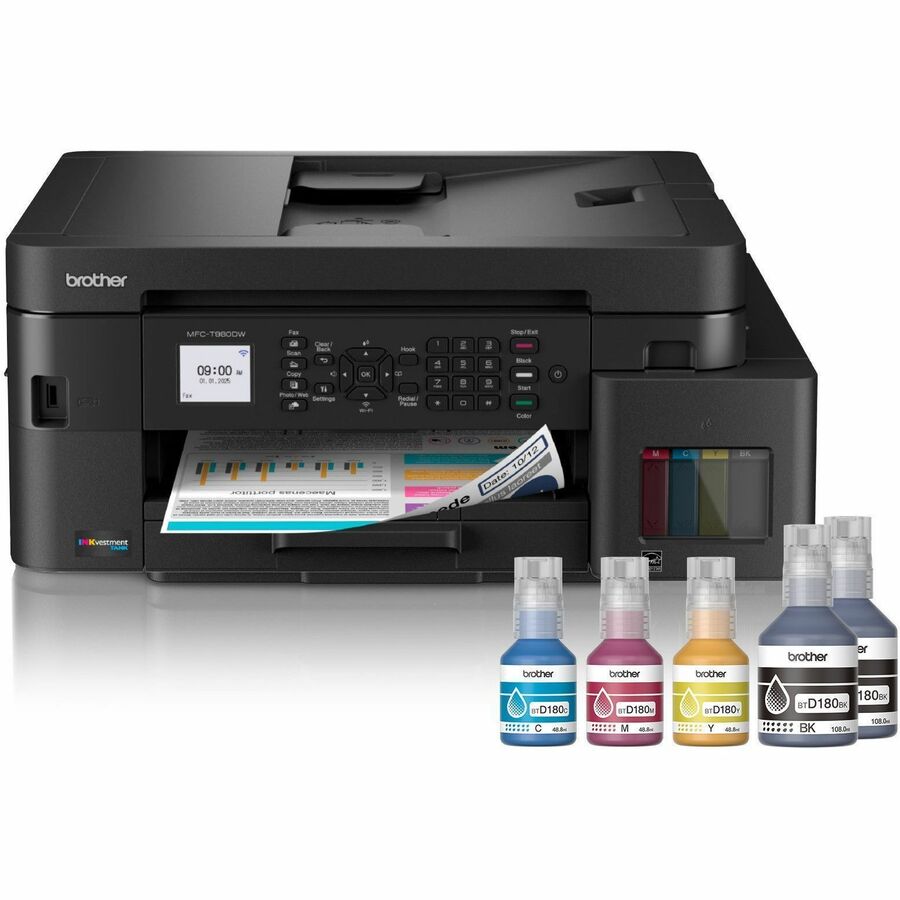 Brother MFC-T980DW Wired & Wireless INKvestment Tank Inkjet Multifunction Printer - Color - MFCT980DW