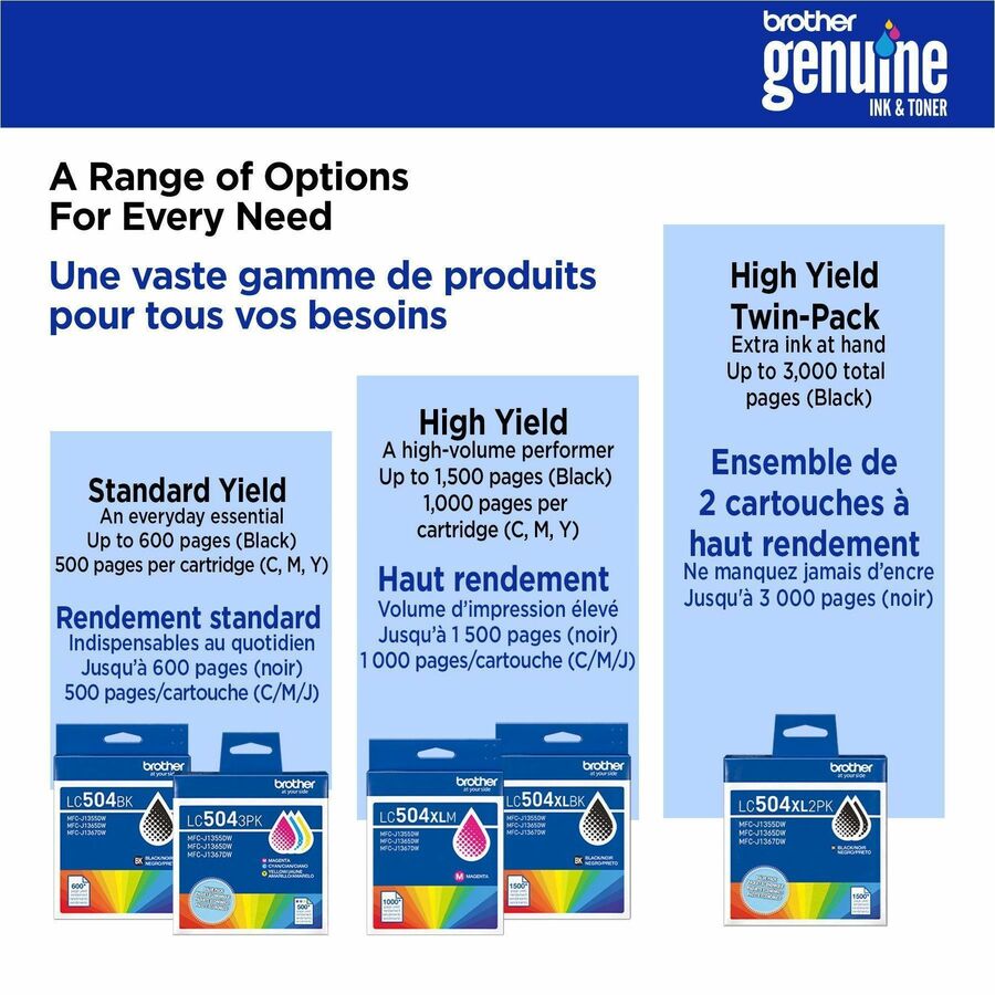 Brother LC504 Original High Yield Inkjet Ink Cartridge - Black - 1 Each - LC504XLBKS