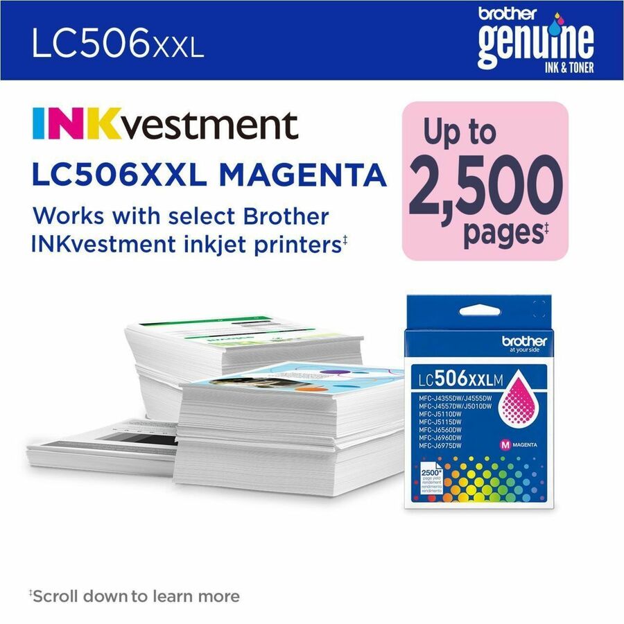 Brother Original Super High (XXL Series) Yield Inkjet Ink Cartridge - Magenta - 1 Each - LC506XXLMS