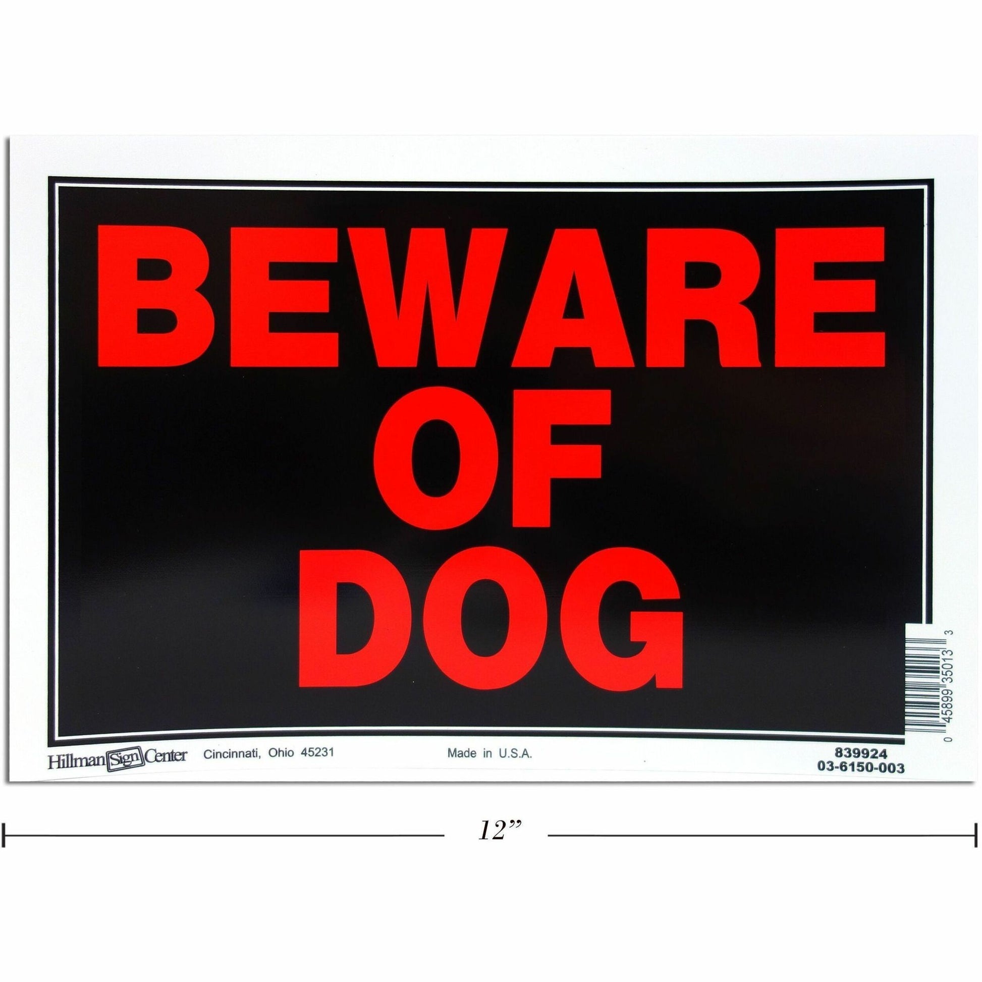 Hillman Beware of Dog Sign