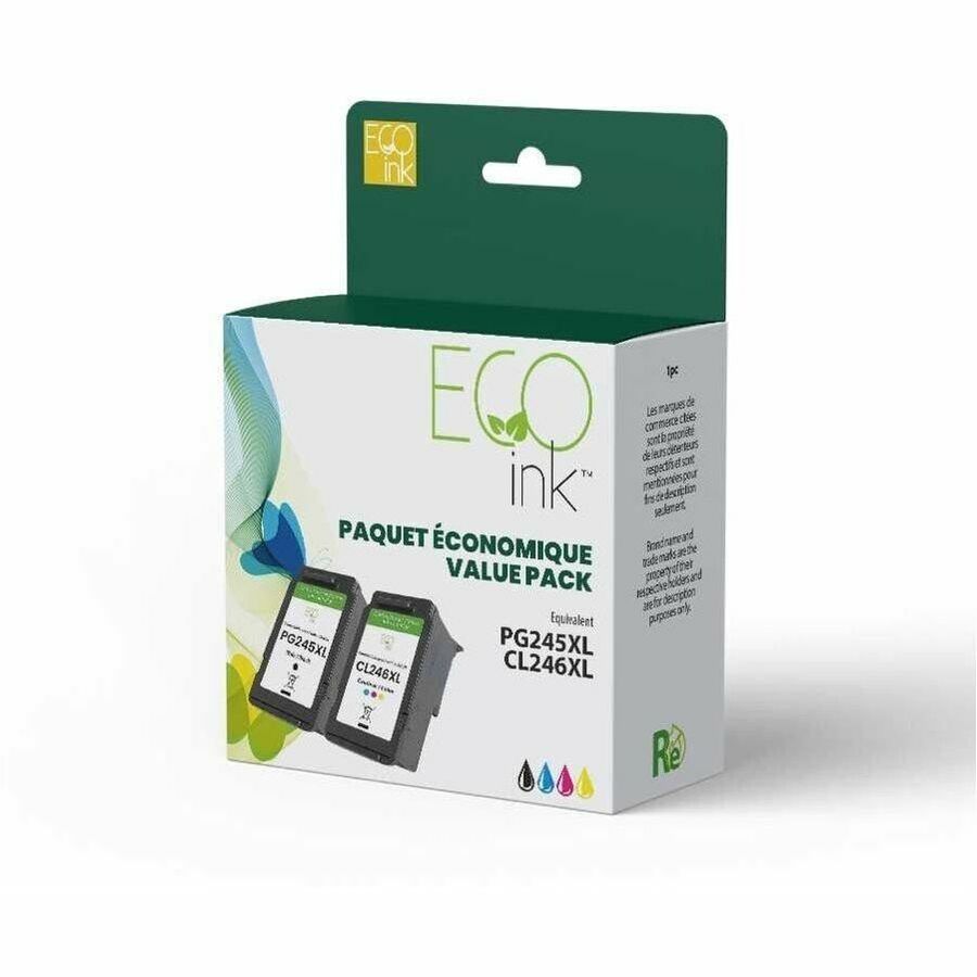Eco Ink Ink Jet - Remanufactured for Canon PG245XL/C246XL - CMYK - RCA245-246XL