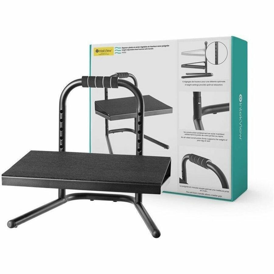 Height Adjustable Ergonomic Steel Footrest with Handle