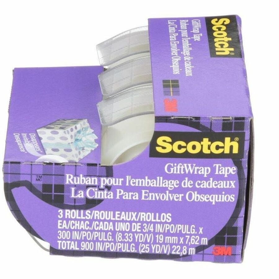 Scotch GiftWrap Tape, 311-ESF, 3/4 in x 8.33 yd (19 mm x 7.62 m) - 311-ESF