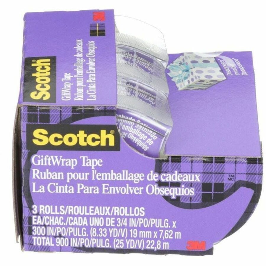 Scotch GiftWrap Tape, 311-ESF, 3/4 in x 8.33 yd (19 mm x 7.62 m) - 311-ESF