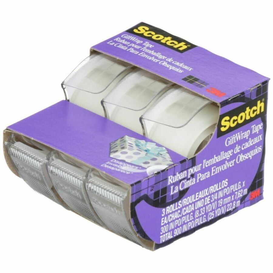 Scotch GiftWrap Tape, 311-ESF, 3/4 in x 8.33 yd (19 mm x 7.62 m) - 311-ESF