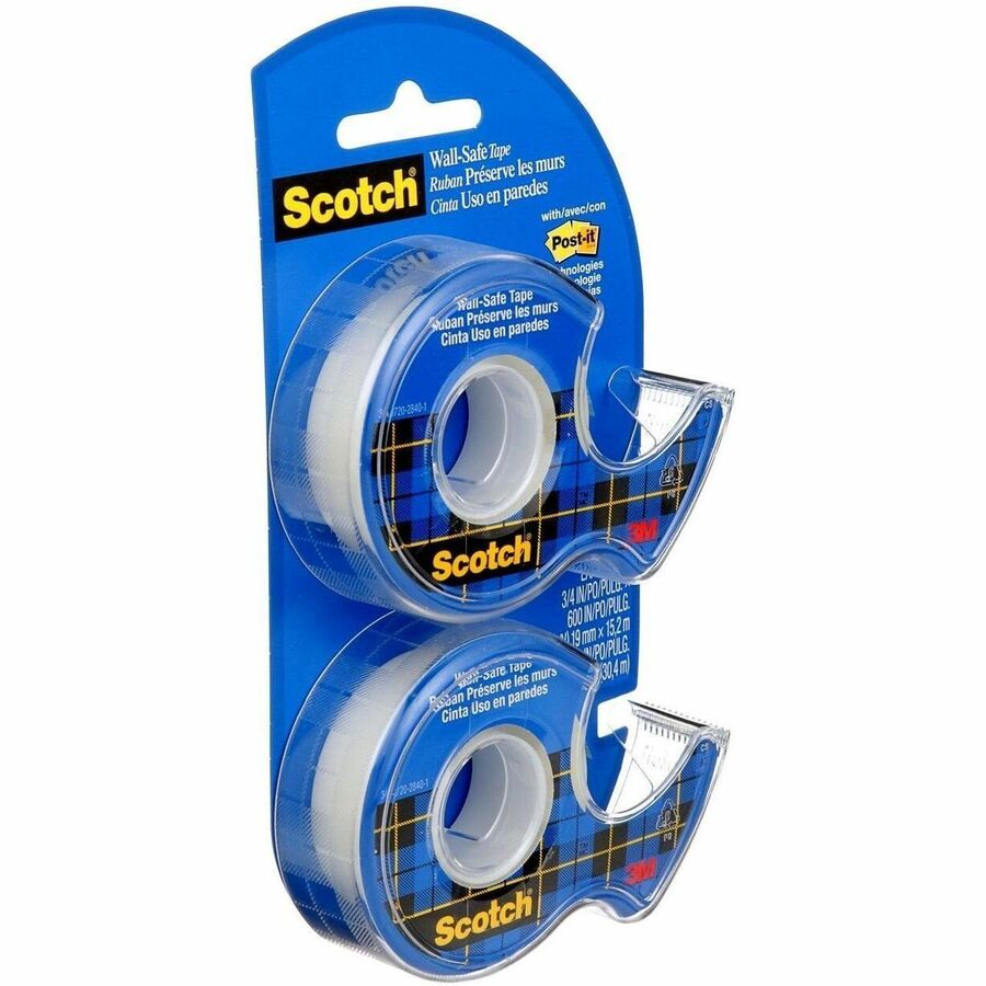 Scotch Wall-Safe Tape, 183DM-2-ESF, 0.75 in x 600 in (19 mm x 15.5 m) - 183DM-2-ESF