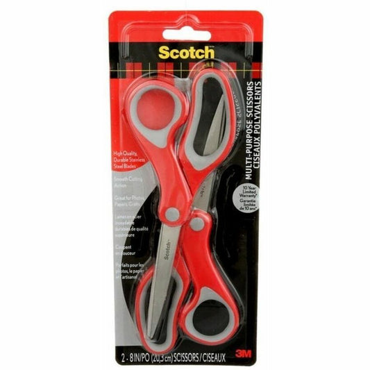 Scotch Multi-Purpose Scissors 1428-2-EF, 8 in (203.2 mm), 2/Pack