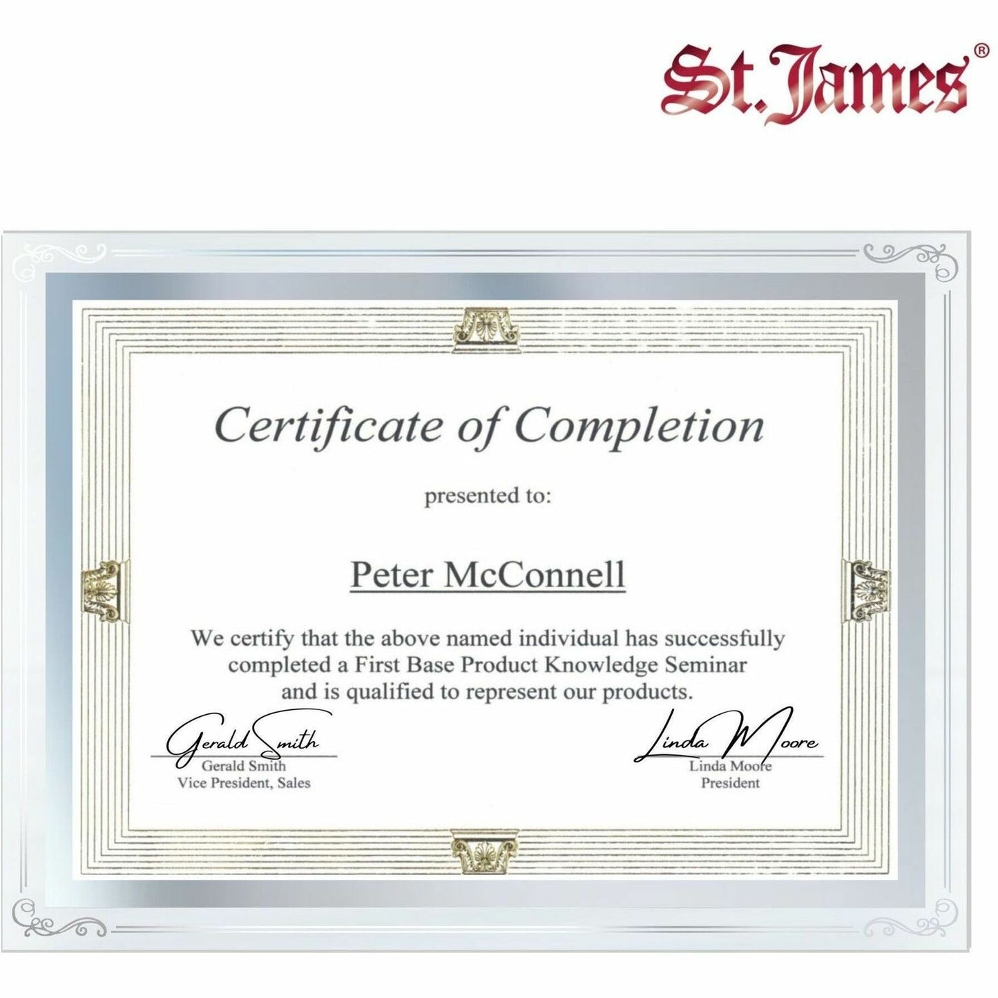 St. James&reg; Glass Frames for 8.5" x 11" Certificates, Diplomas & Documents, Decorative Border, Silver Foil, Pack of 2