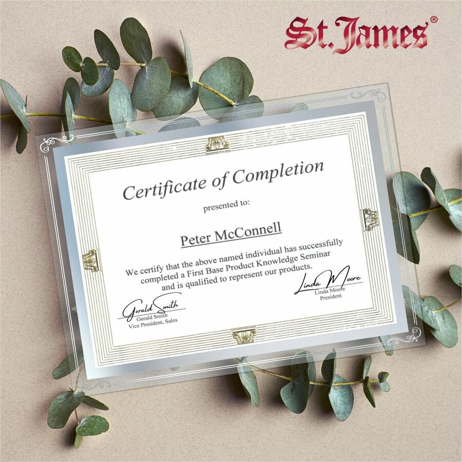 St. James&reg; Glass Frames for 8.5" x 11" Certificates, Diplomas & Documents, Decorative Border, Silver Foil, Pack of 2 - 83946