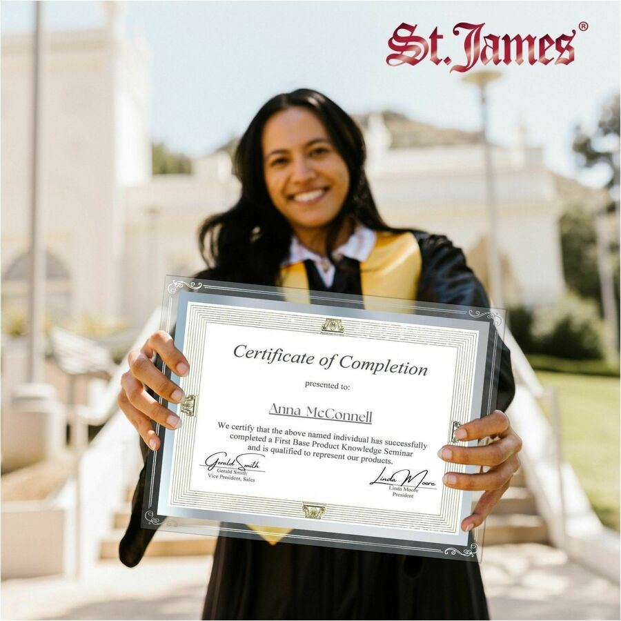 St. James&reg; Glass Frames for 8.5" x 11" Certificates, Diplomas & Documents, Decorative Border, Silver Foil, Pack of 2 - 83946