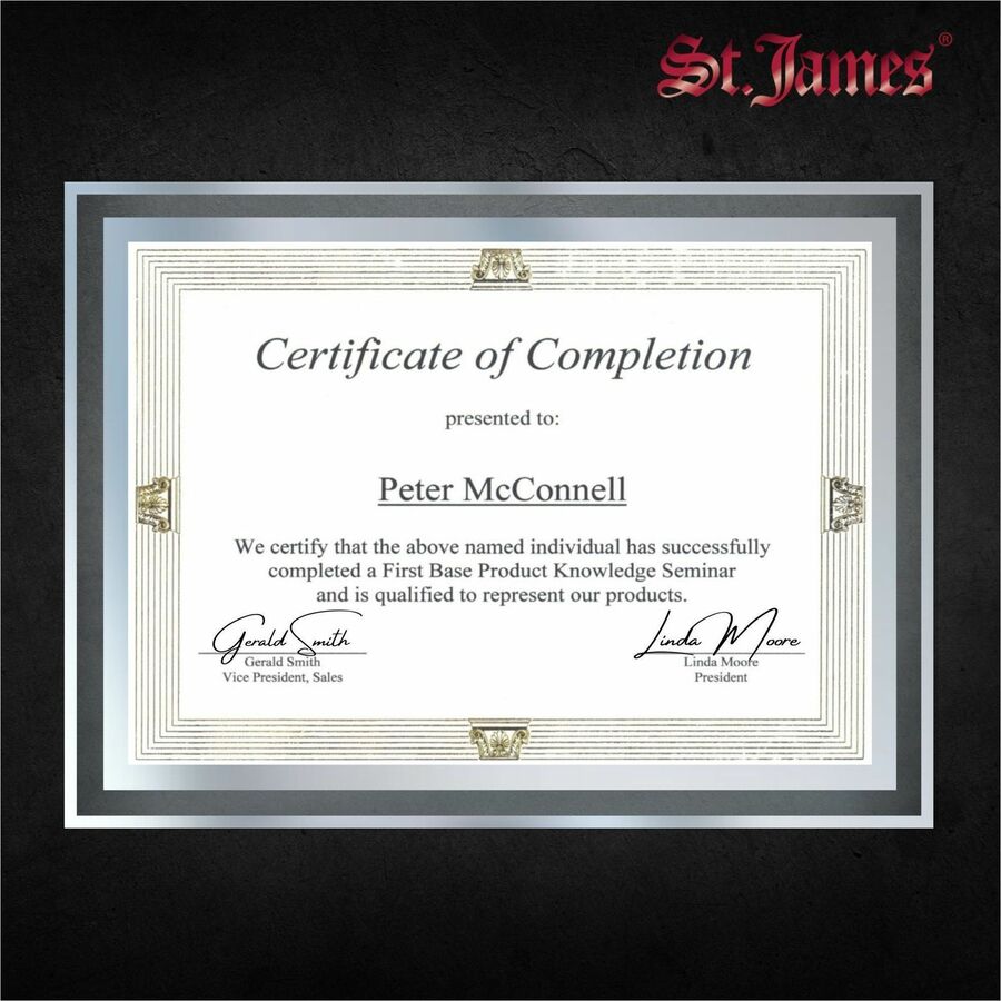 St. James&reg; Glass Frames for 8.5" x 11" Certificates, Diplomas & Documents, Clean Line Border, Silver Foil, Pack of 2 - 83942