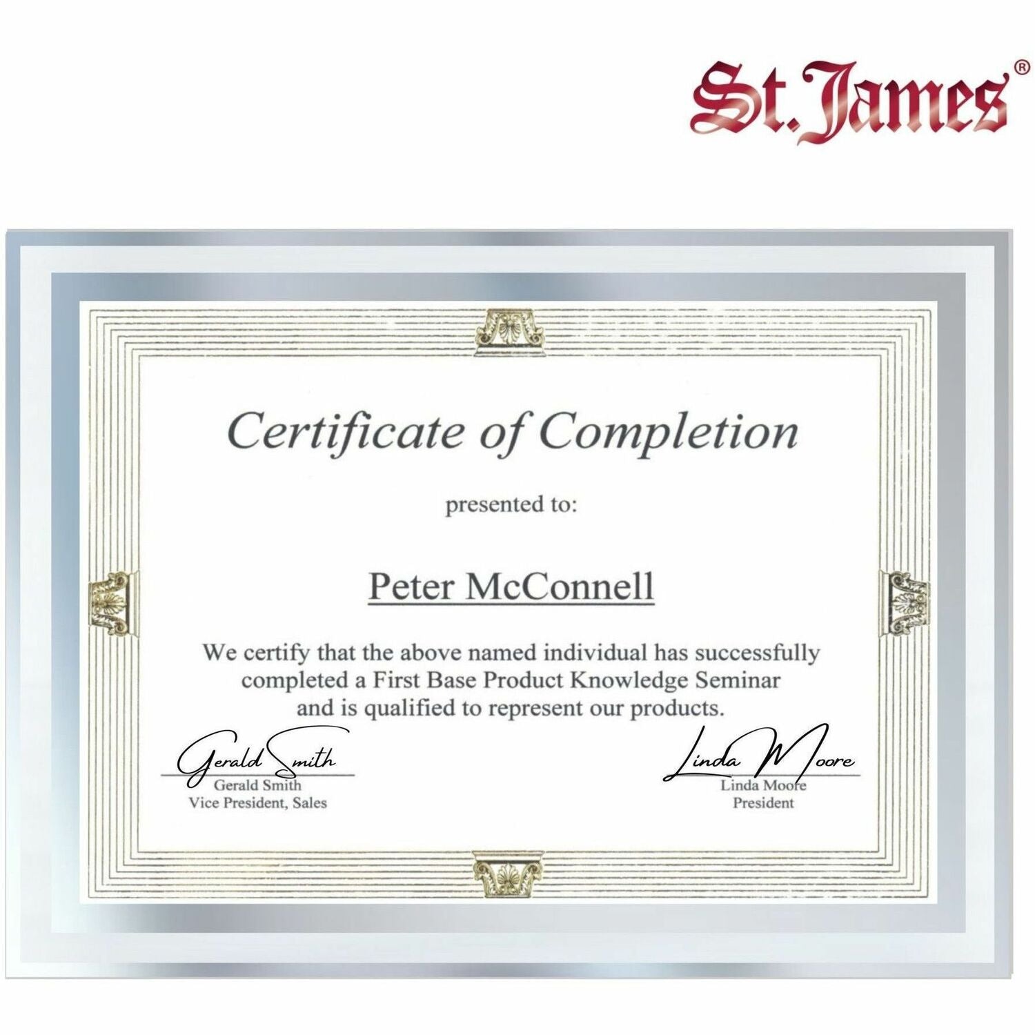 St. James&reg; Glass Frames for 8.5" x 11" Certificates, Diplomas & Documents, Clean Line Border, Silver Foil, Pack of 2