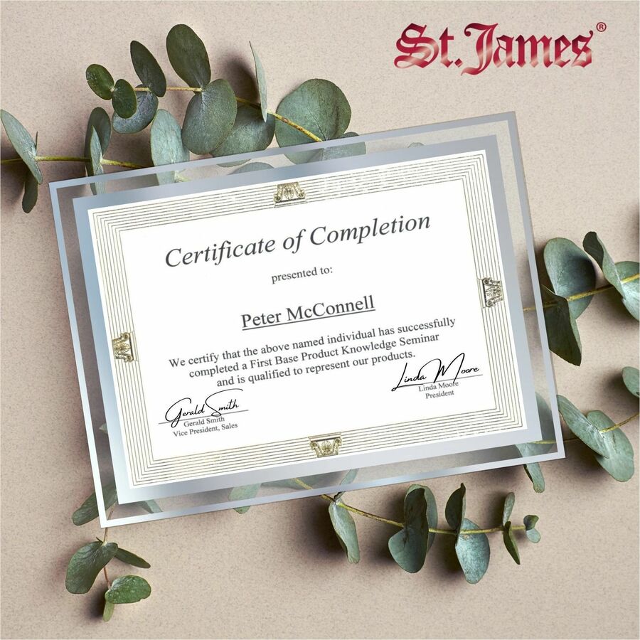 St. James&reg; Glass Frames for 8.5" x 11" Certificates, Diplomas & Documents, Clean Line Border, Silver Foil, Pack of 2 - 83942