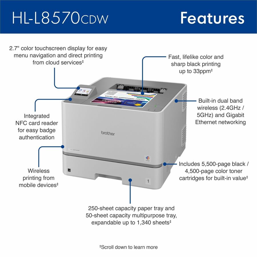 Brother HL-L8570CDW Wired/Wireless Laser Printer - Color - HLL8570CDW