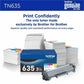 Brother TN635 Original Standard Yield Laser Toner Cartridge - Cyan, Magenta, Yellow - 1 Each - TN6353PK