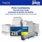 Brother TN635Y Original Standard Yield Laser Toner Cartridge - Yellow - 1 Each - TN635Y