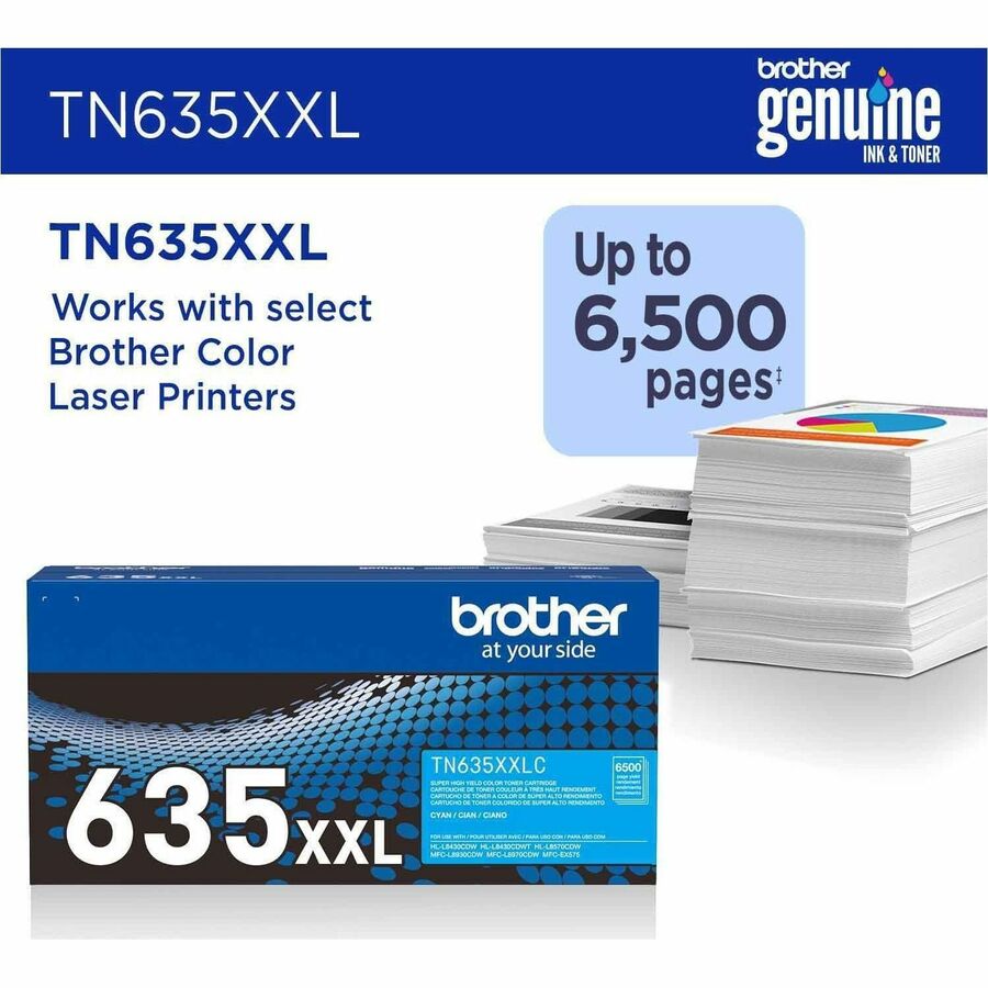 Brother Original Super High Yield Laser Toner Cartridge - Cyan - 1 Each - TN635XXLC