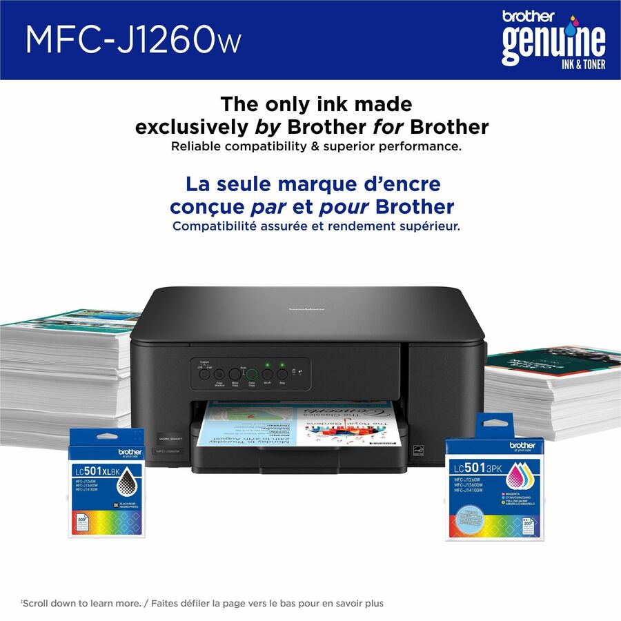 Brother Work Smart MFC-J1260W Wired & Wireless Inkjet Multifunction Printer - Color - MFCJ1260W