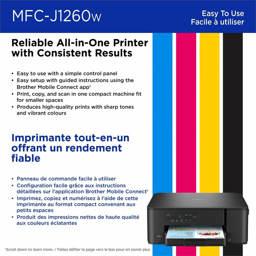 Brother Work Smart MFC-J1260W Wired & Wireless Inkjet Multifunction Printer - Color - MFCJ1260W