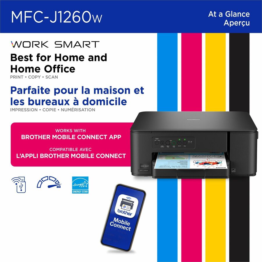 Brother Work Smart MFC-J1260W Wired & Wireless Inkjet Multifunction Printer - Color - MFCJ1260W