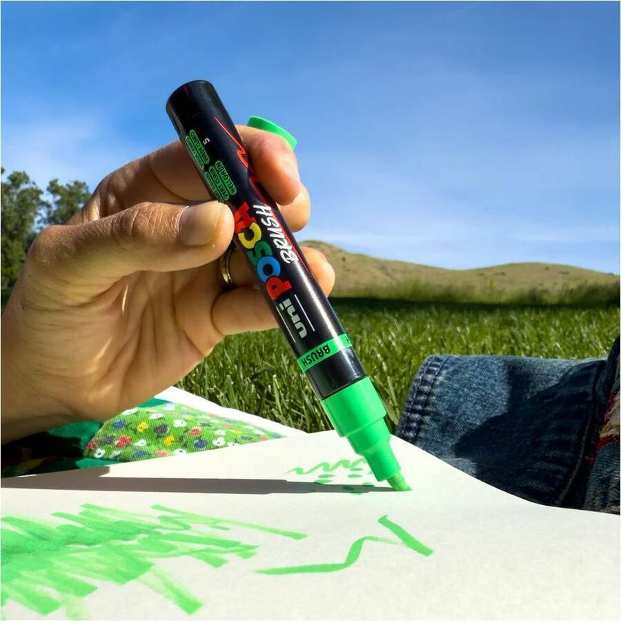 uni&reg; POSCA PC-5BR, Water-Based Paint Brush Tip Markers (16 Pack) - 311902000