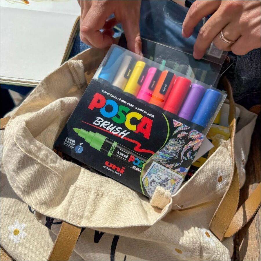 uni&reg; POSCA PC-5BR, Water-Based Paint Brush Tip Markers (16 Pack) - 311902000