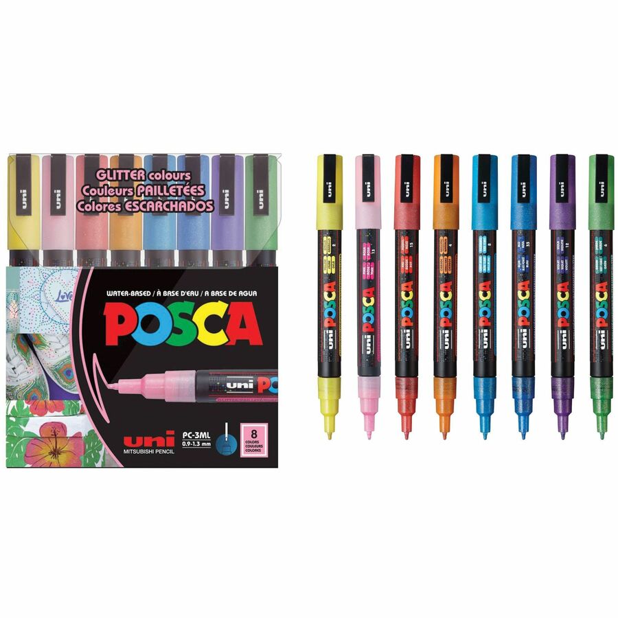 uni&reg; Posca PC-3M Paint Markers - PC3MLGLITTERCOLOR8C