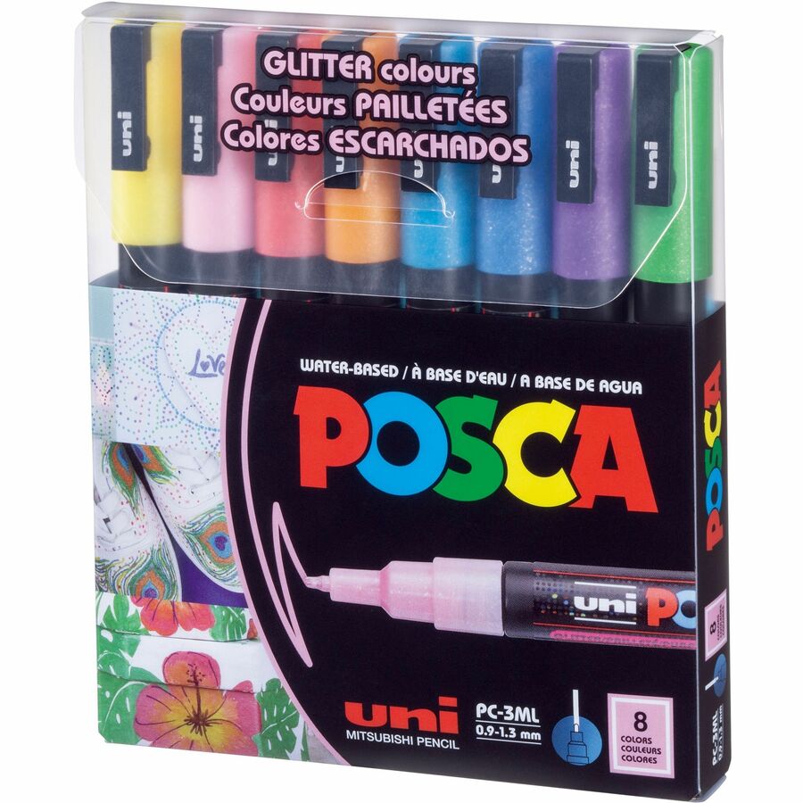 uni&reg; Posca PC-3M Paint Markers - PC3MLGLITTERCOLOR8C