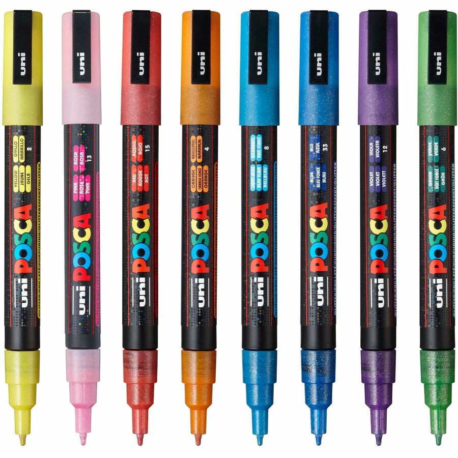 uni&reg; Posca PC-3M Paint Markers - PC3MLGLITTERCOLOR8C