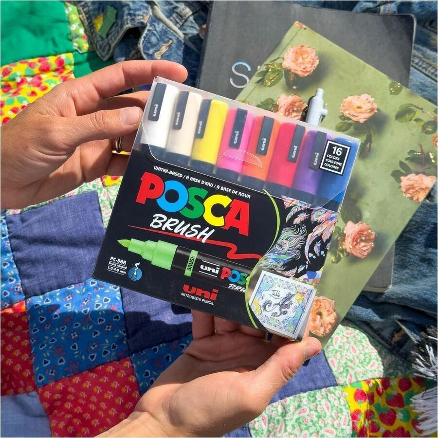 uni&reg; POSCA PC-5BR, Water-Based Brush Tip Paint Markers (8 Pack) - 321364000