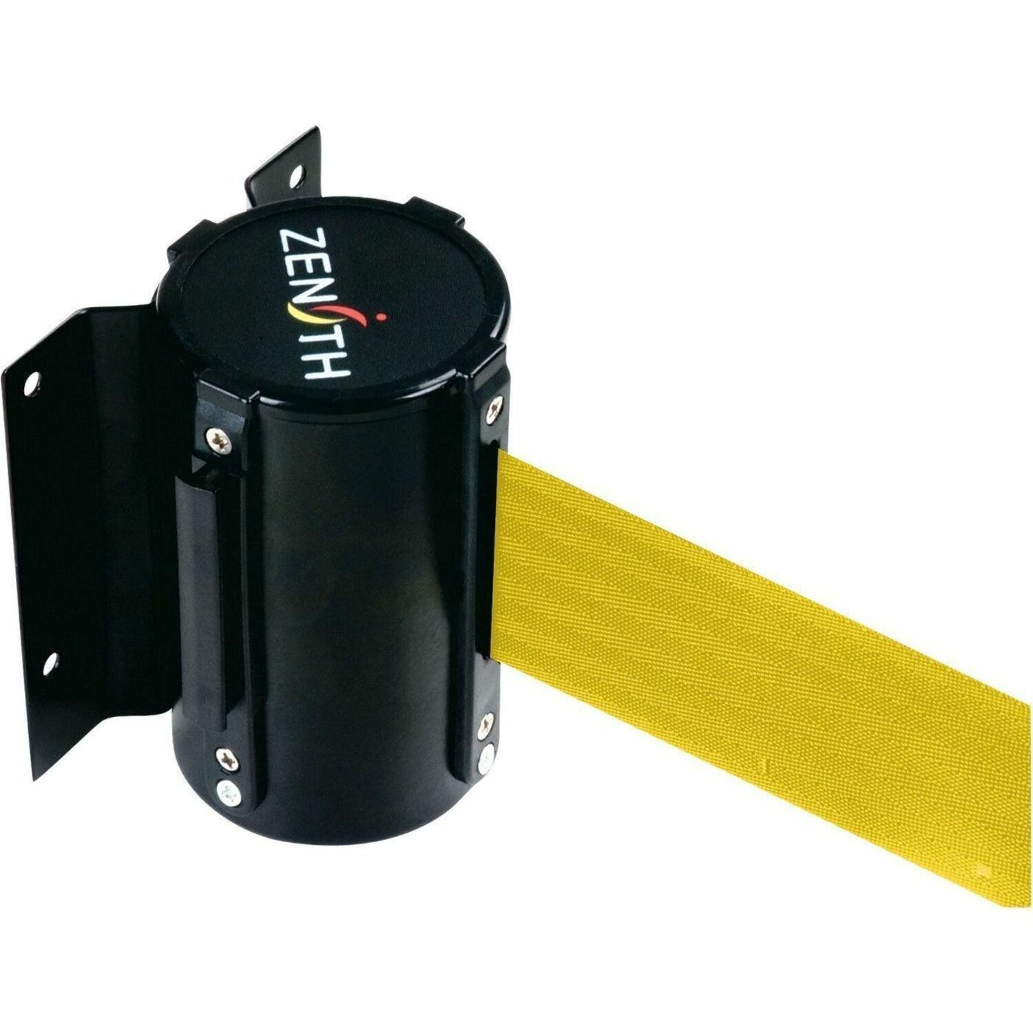 Zenith Safety Products Wall Mount Barrier, Steel, Screw Mount, 12', Yellow Tape