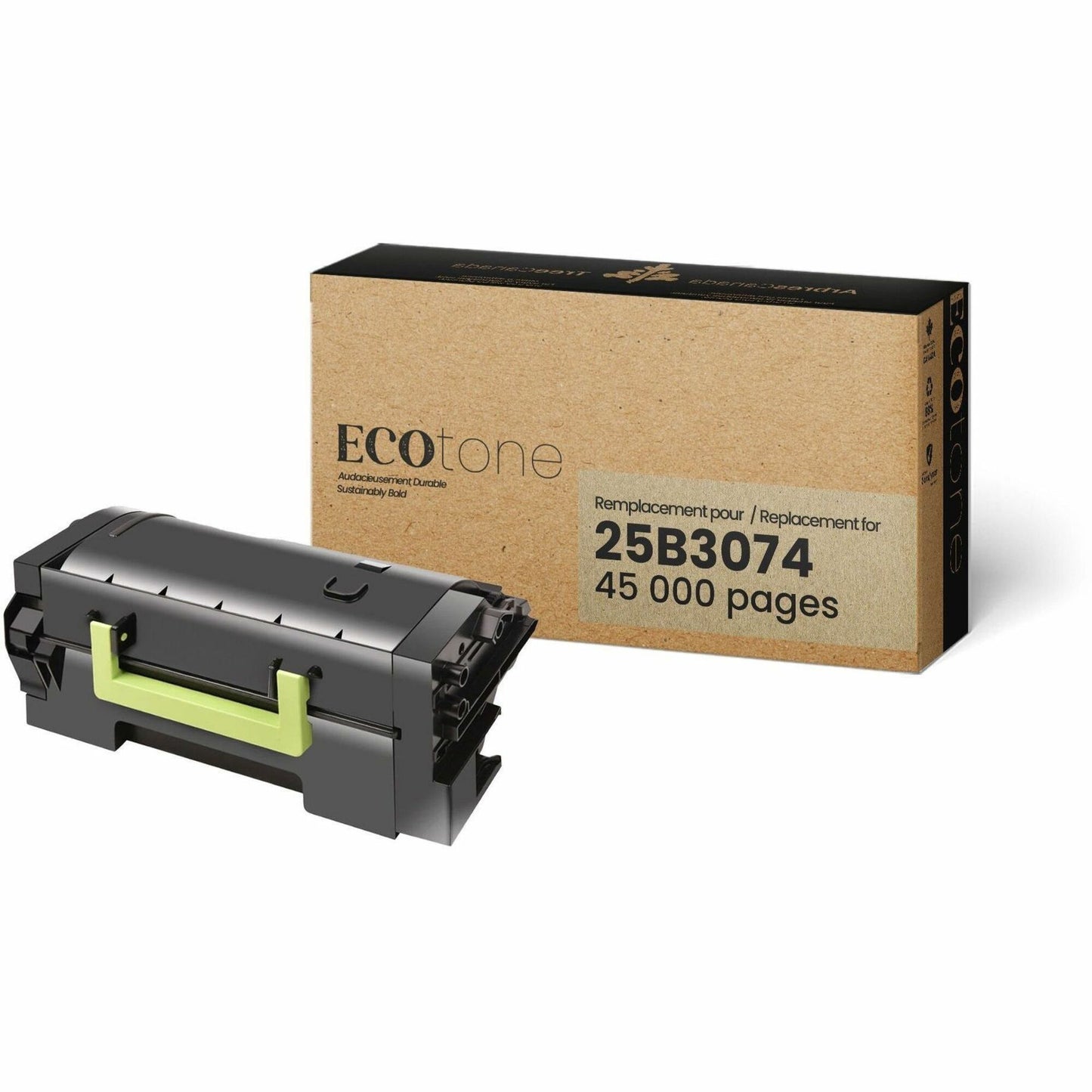 Ecotone Remanufactured High Yield Laser Toner Cartridge - Alternative for Lexmark 25B3074 - Black - 1 Each