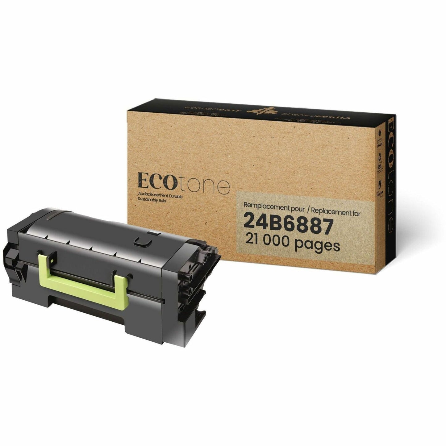 Ecotone Remanufactured High Yield Laser Toner Cartridge - Alternative for Lexmark 24B6887 - Black - 1 Each
