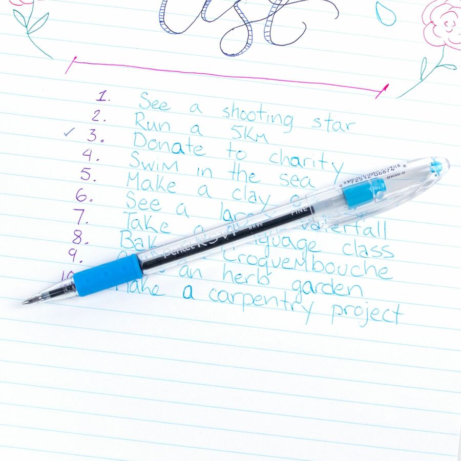 Pentel R.S.V.P. Ballpoint Pen, (0.7mm), Sky Blue Ink - BK90-S-NVXC