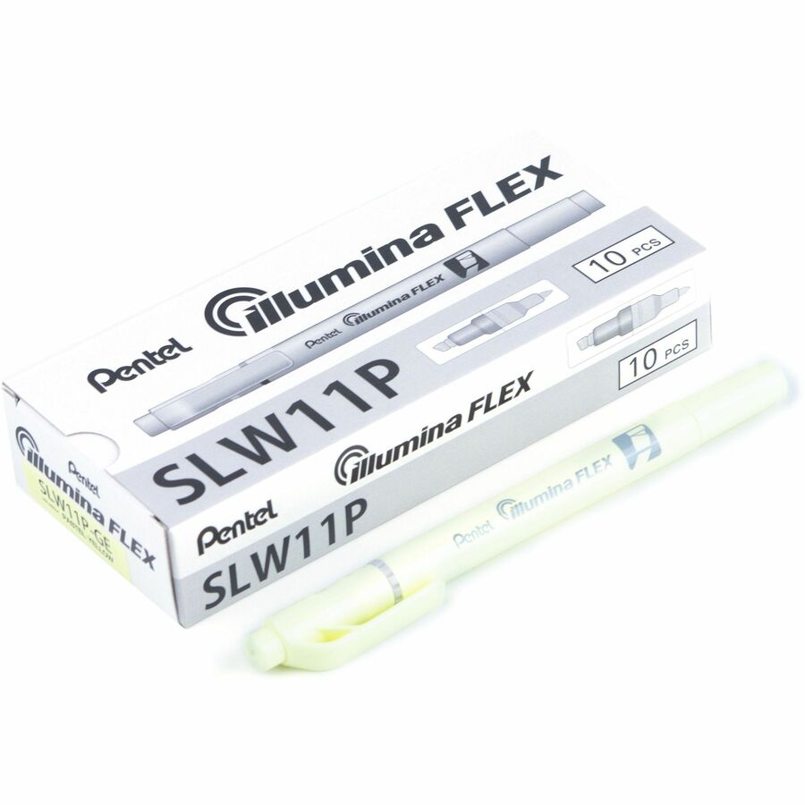 Pentel Illumina Flex Dual Tip Highlighters Pastel Yellow 10/box - SLW11P-G-NVXC