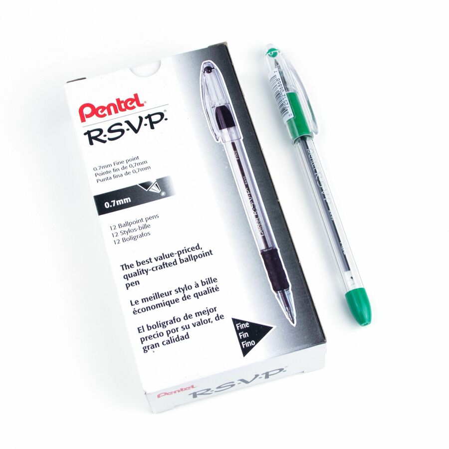 Pentel R.S.V.P. Ballpoint Pen, (0.7mm), Green Ink - BK90-D-NVXC